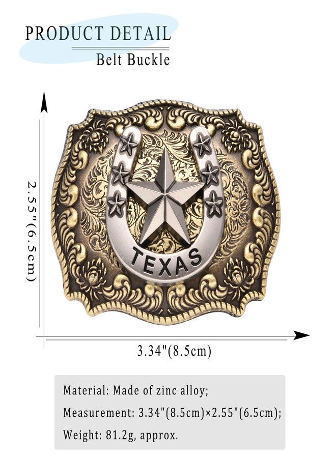 LYTOPTOP American Western Texas Lone Star Belt Buckle Christmas Halloween Gifts for Mens Women-Gold - Image 2