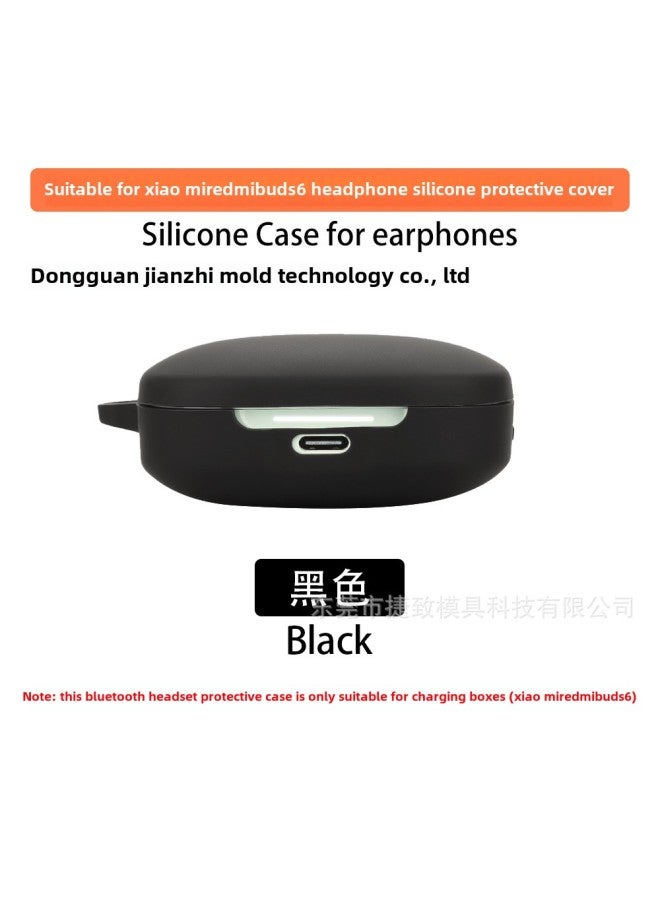 Suitable For Red Rice Redmi Buds 6 Bluetooth Headset Protective Case Silicon Soft Rubber Shockproof Charging Bin Earphone Case-Colour:Black-Model:Buds 6 - Image 1