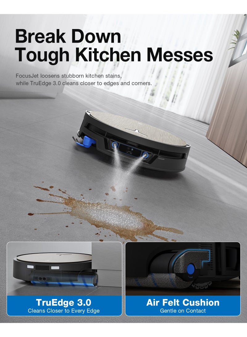 إيكوفاكس ECOVACS DEEBOT X12S OMNICYCLONE Robot Vacuum & Mop with OZMO Roller 3.0， Self-Washing Roller Mop, FocusJet Pre-Spray, BLAST Suction, Carpet Shield, ZeroTangle 4.0, PowerBoost, Bagless Station 3.5 L 110 W DEEBOT X12S OmniCyclone gold - Image 4