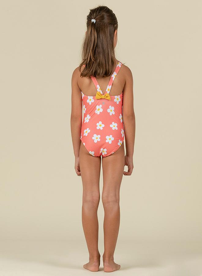 DECATHLON Baby Girls' 1-Piece Swimsuit waffle texture Flower print - Image 2