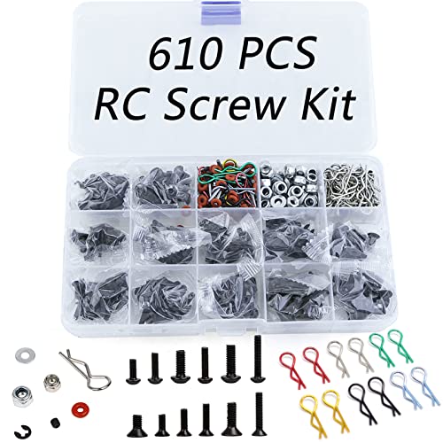 Fraternize 610PCS Universal RC car Parts Screw Tool Kit Screws Assortment Set Hardware Fasteners for Traxxas Axial Redcat Arrma HPI SCX10 Losi 18 110 112 116 Scale RC Cars Trucks Crawler RC Screw Kit - Image 1