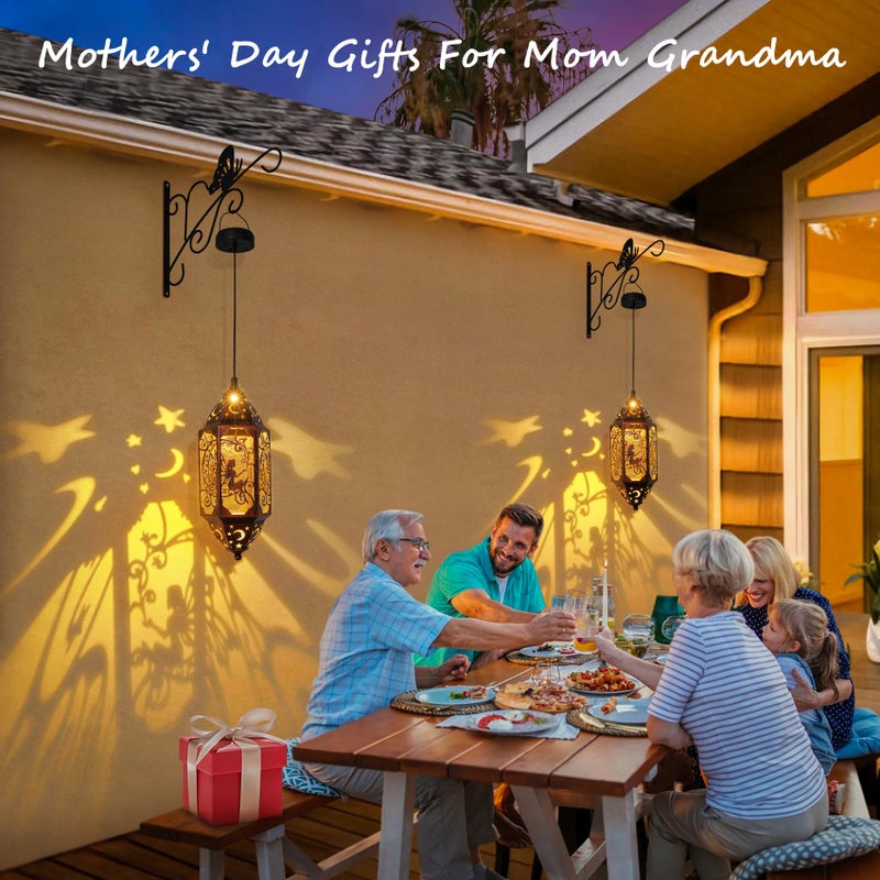 Go2garden 12.4" Solar Outdoor Lanterns Waterproof Garden Gifts Women, Moon Solar Outdoor Lights for Balcony,Backyard Porch Mothers Day Gifts for Mom, Grandma(2Pack, Red Copper) - Image 2