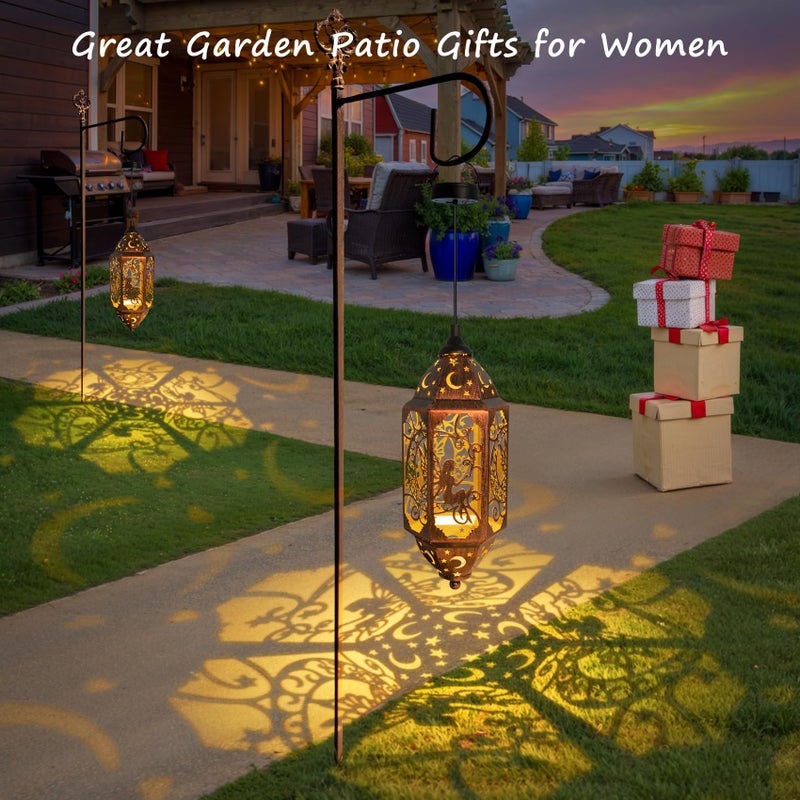 Go2garden 12.4" Solar Outdoor Lanterns Waterproof Garden Gifts Women, Moon Solar Outdoor Lights for Balcony,Backyard Porch Mothers Day Gifts for Mom, Grandma(2Pack, Red Copper) - Image 3