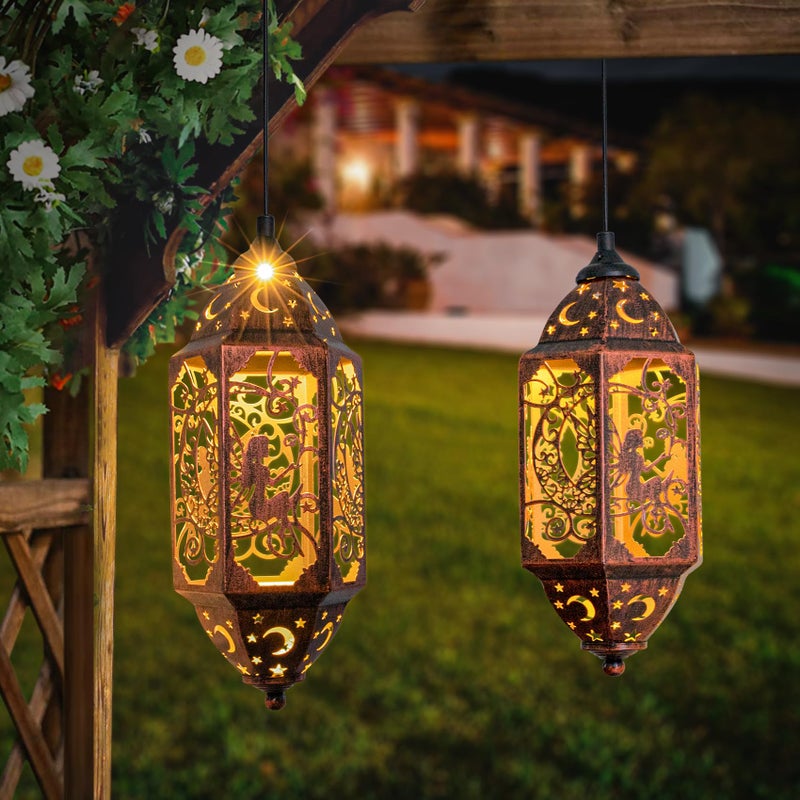 Go2garden 12.4" Solar Outdoor Lanterns Waterproof Garden Gifts Women, Moon Solar Outdoor Lights for Balcony,Backyard Porch Mothers Day Gifts for Mom, Grandma(2Pack, Red Copper) - Image 4