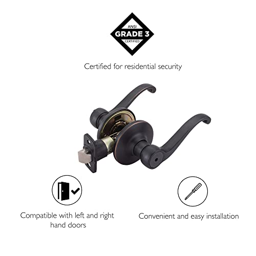 Design House 740407 Scroll 6-Way Universal Privacy Bed and Bath Door Lever Oil Rubbed Bronze - Image 3
