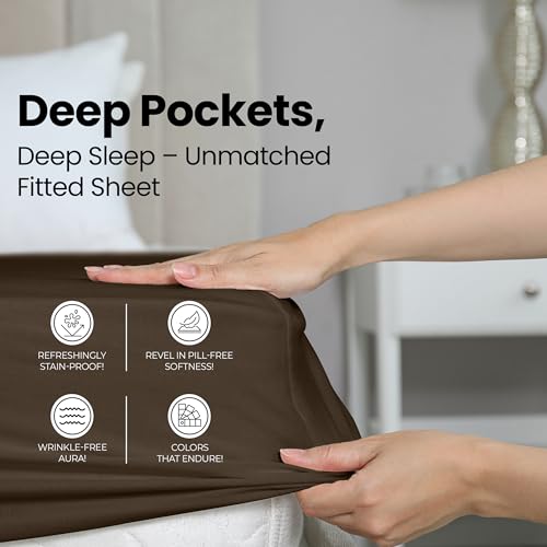 Utopia Bedding Queen Fitted Sheet - Bottom Sheet - Deep Pocket - Soft Microfiber - Shrinkage and Fade Resistant - Easy Care -1 Fitted Sheet Only (Brown) - Image 4
