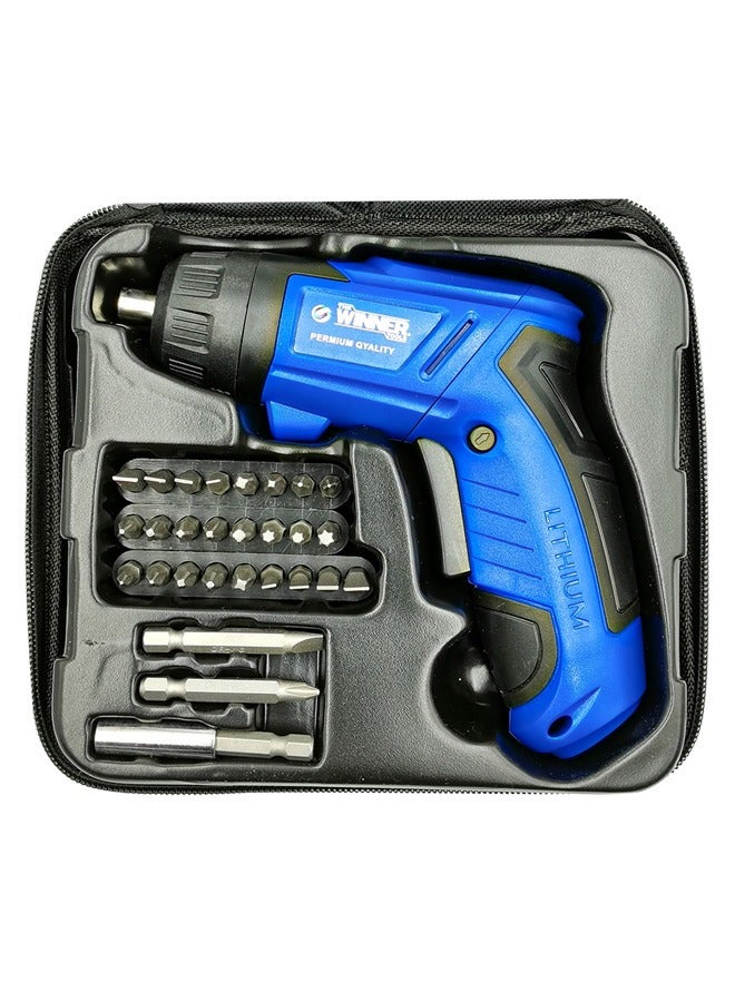 وينر مجموعة مفكات براغي لاسلكية 3.6 فولت مكونة من 29 قطعة مع بطارية 1300 مللي أمبير وسرعة 230 دورة في الدقيقة - Image 1