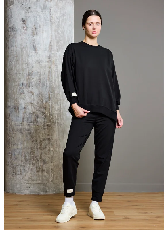 ذوق Asymmetric Hemline Extended Side Seam Sweatshirt