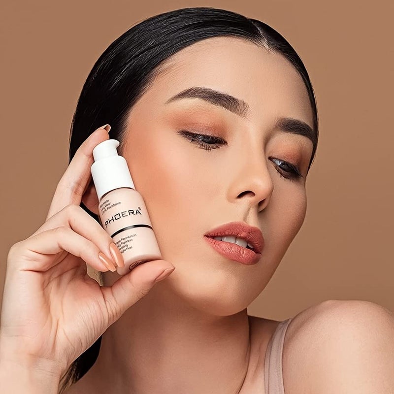 PHOERA Foundation Full Coverage Liquid Foundation Cream - Long-lasting Lightweight Concealer - Oil-Free Formula - Natural Shade - Suitable for All Skin Types (Nude #102) - Image 3
