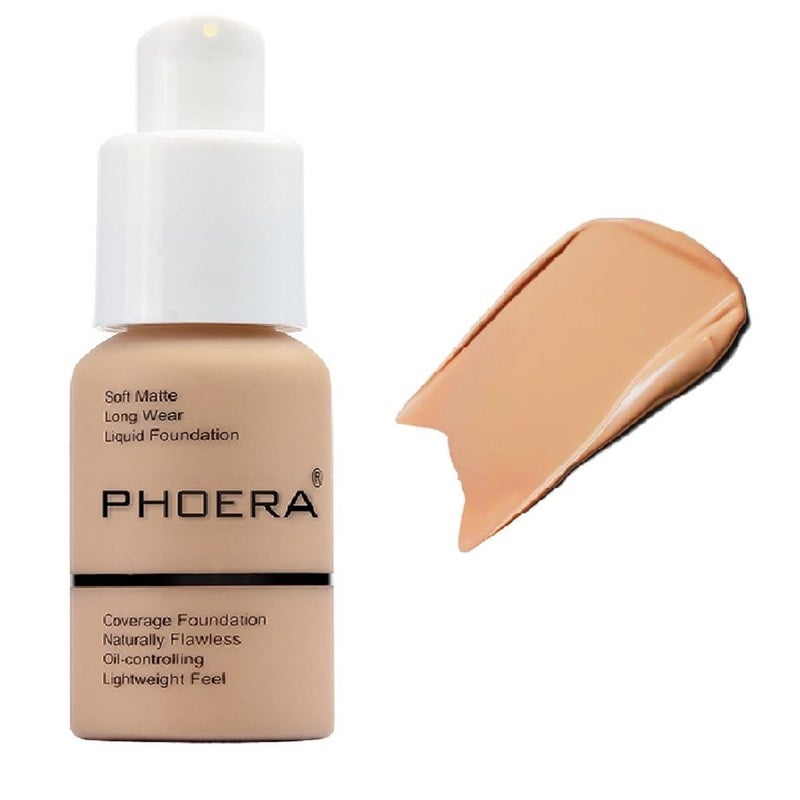 PHOERA Foundation Full Coverage Liquid Foundation Cream - Long-lasting Lightweight Concealer - Oil-Free Formula - Natural Shade - Suitable for All Skin Types (Nude #102) - Image 1