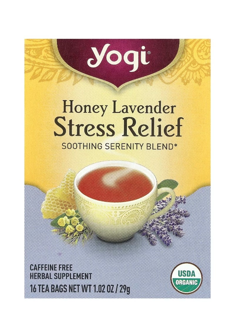 Yogi Tea Stress Relief Honey Lavender Caffeine Free 16 Tea Bags 1.02 oz (29 g)  - Image 1