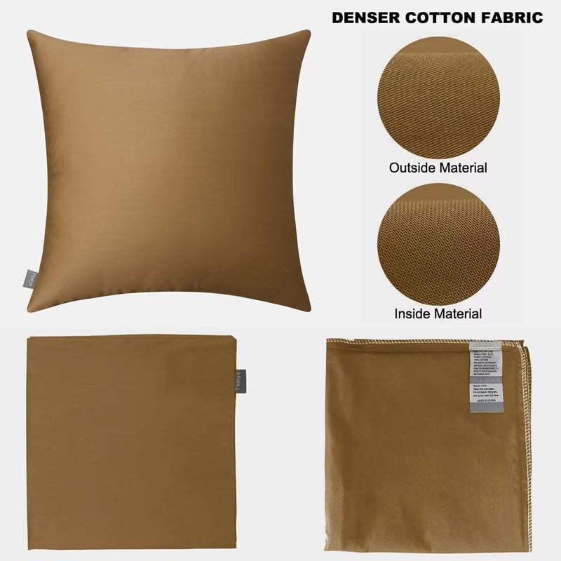 Thmyo 4-Pack 100% Cotton Comfortable Solid Decorative Throw Pillow Case Thmyo Square Cushion Cover Pillowcase Sublimation Blank Pillow Covers DIY Throw Pillowcase for Sofa(20x20 inch/ 50x50cm Light Coffee) - Image 5
