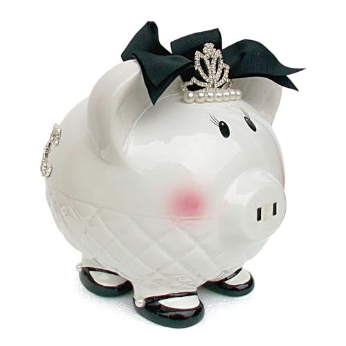 Child to Cherish Ceramic Piggy Bank for Girls, Queen B - Image 1