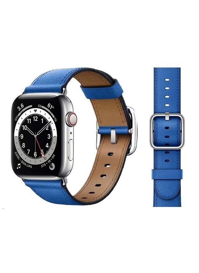 vesus - Leather Replacement Band For Apple Watch Series 6/SE/5/4/3/2/1 Royal Blue - Image 1