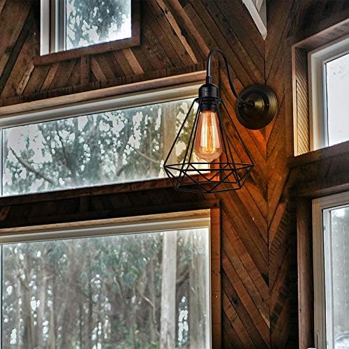 GreyWings Geometric Black Metal Wall Light – Modern Industrial Decorative Sconce, Living Room, Bedroom, Cafe, E27 Holder (Bulb not Included) Small Pack of 2 - Image 4