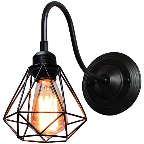 GreyWings Geometric Black Metal Wall Light – Modern Industrial Decorative Sconce, Living Room, Bedroom, Cafe, E27 Holder (Bulb not Included) Small Pack of 2 - Image 5