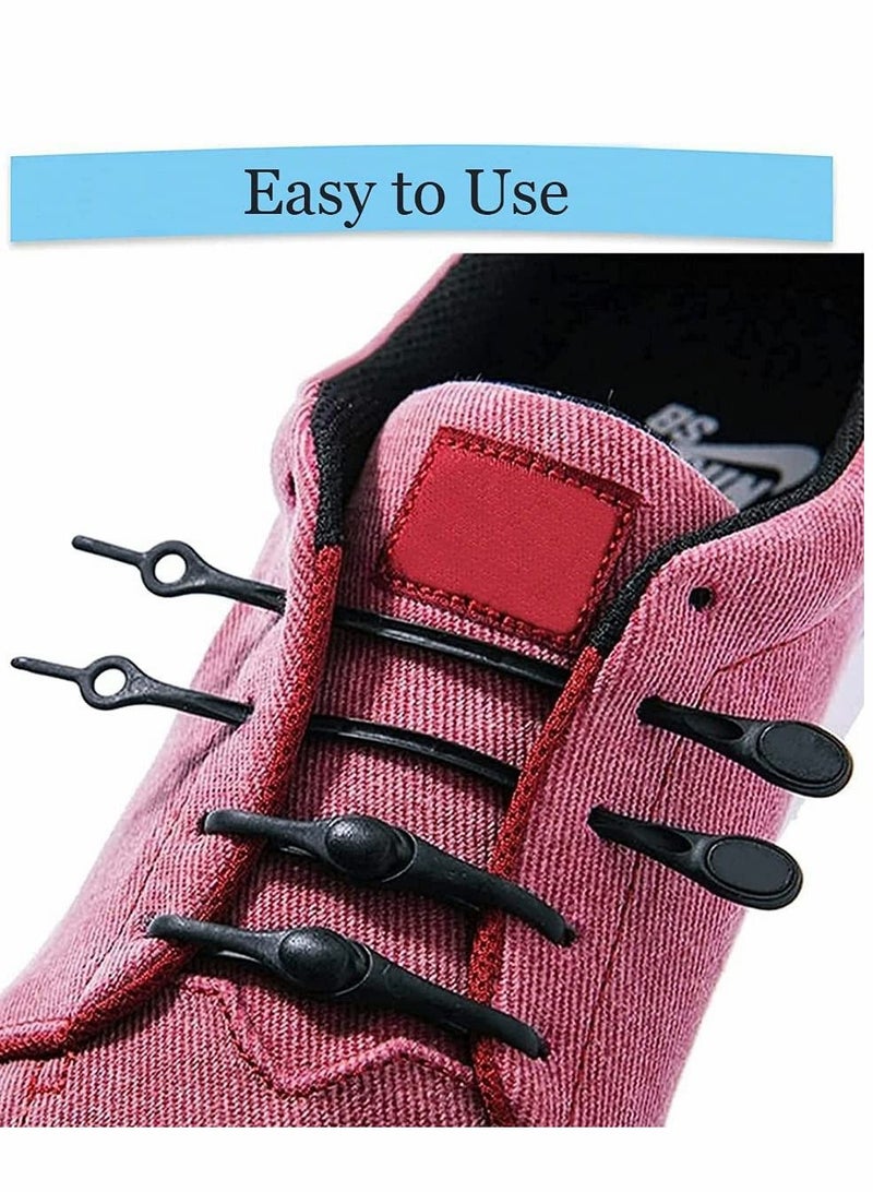 Excefore Lazy Elastic Shoelaces, Pure Colors No Tie Shoe Laces for Kids and Adults, Silicone, Waterproof Elastic Tieless Running Shoe, Laces For All Sport Casual Sneakers 24Pcs (Black) - Image 5