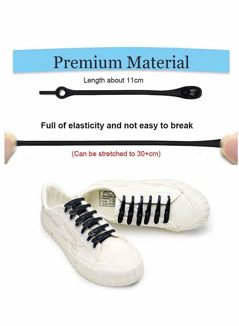 Excefore Lazy Elastic Shoelaces, Pure Colors No Tie Shoe Laces for Kids and Adults, Silicone, Waterproof Elastic Tieless Running Shoe, Laces For All Sport Casual Sneakers 24Pcs (Black) - Image 4