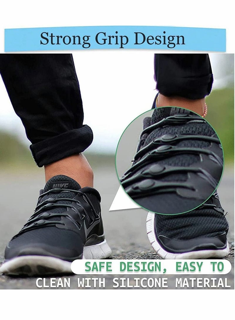 Excefore Lazy Elastic Shoelaces, Pure Colors No Tie Shoe Laces for Kids and Adults, Silicone, Waterproof Elastic Tieless Running Shoe, Laces For All Sport Casual Sneakers 24Pcs (Black) - Image 2