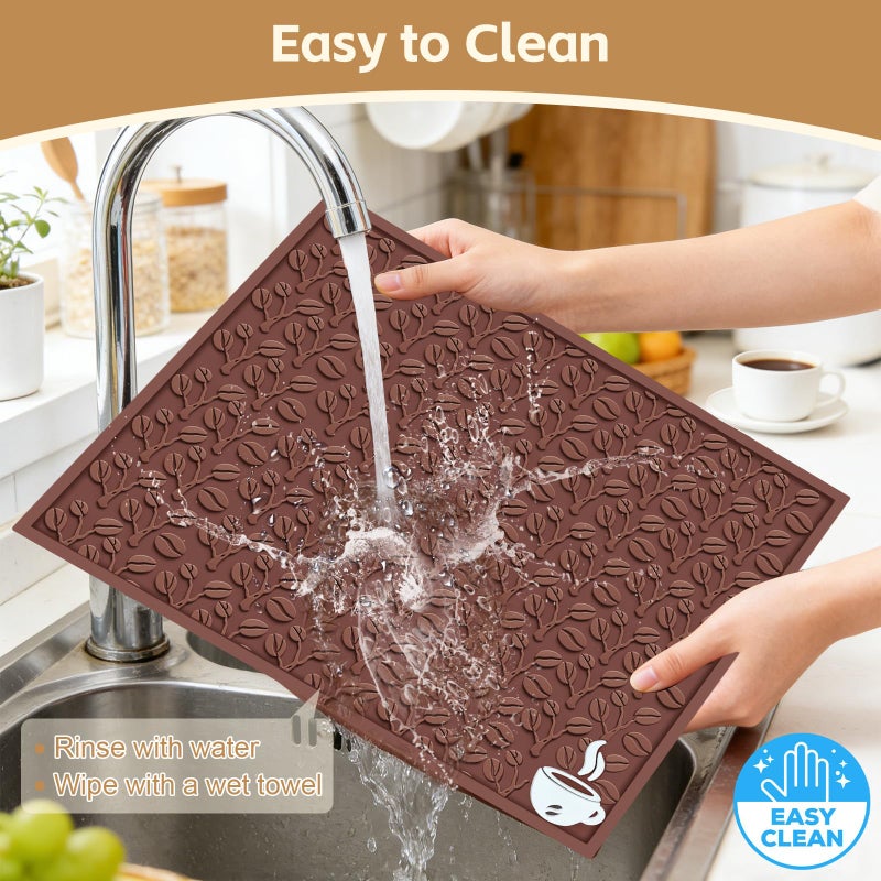 SEOIMU Coffee Bar Mat, 16"x12" Non-Slip Rubber Mats for Countertop, 3D Coffee-Bean Pattern Pad for CoffeeStation, Easy Clean Drip, Anti-Spill, Ideal Matt for Cocktail, Whiskey and Espresso - Image 4