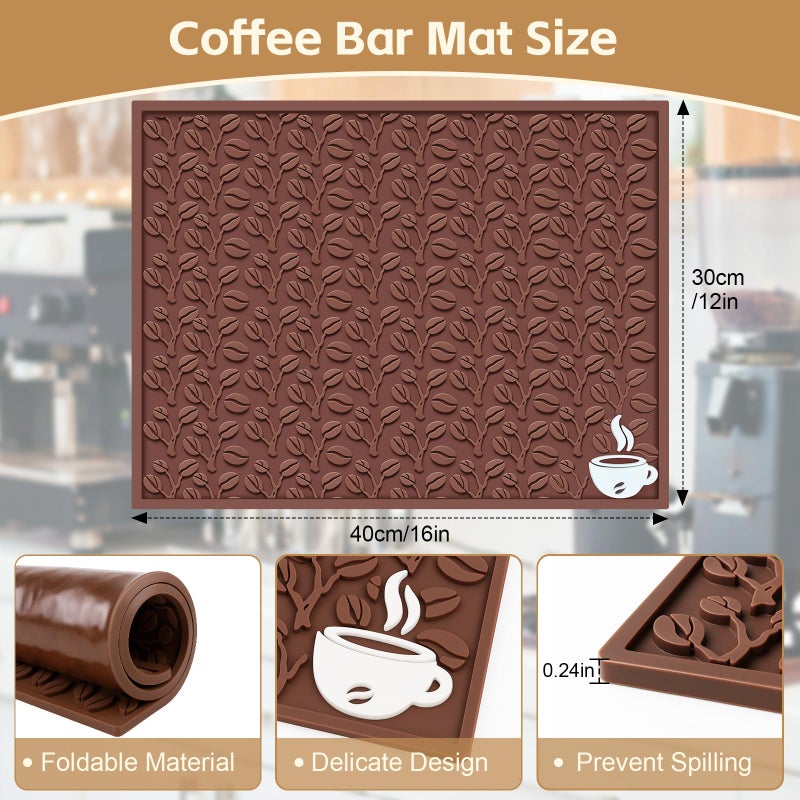 SEOIMU Coffee Bar Mat, 16"x12" Non-Slip Rubber Mats for Countertop, 3D Coffee-Bean Pattern Pad for CoffeeStation, Easy Clean Drip, Anti-Spill, Ideal Matt for Cocktail, Whiskey and Espresso - Image 5
