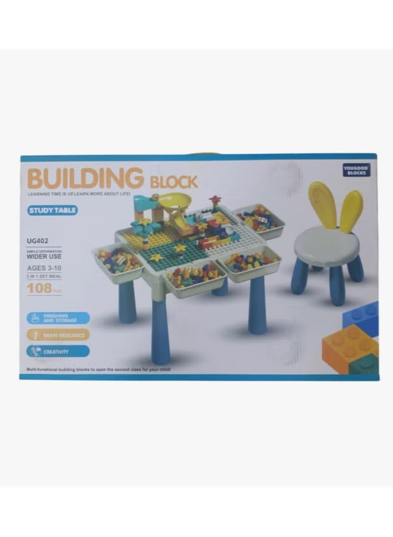 Children's block table with chair, 108 pieces, with large building blocks, for children aged 3 years and older - Image 1