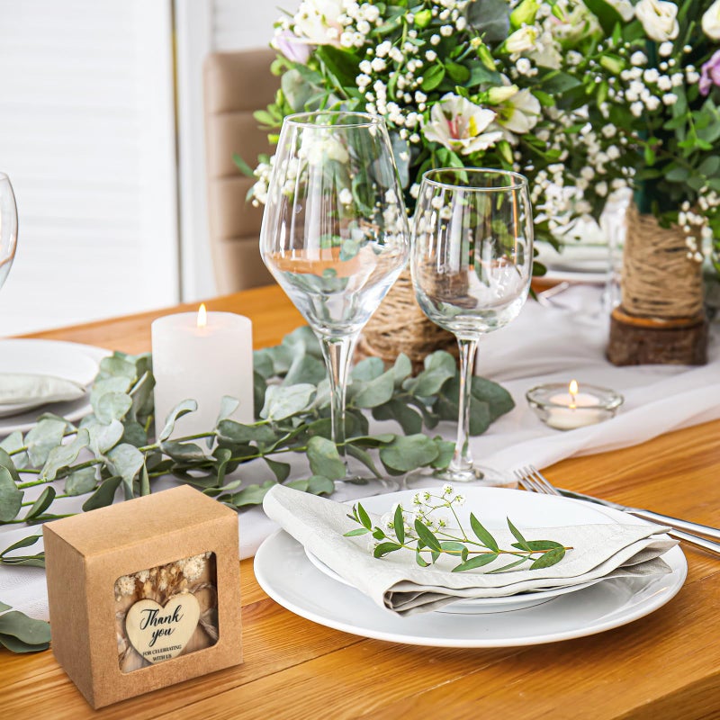 Jingmore 50 Sets Wedding Candles Favors Bridal Shower Thank You Gifts for Guest Rustic Wood Candle Holders Bulk Tealight Holder Baptism Favors Recuerdos para Boda(Light Brown) - Image 5