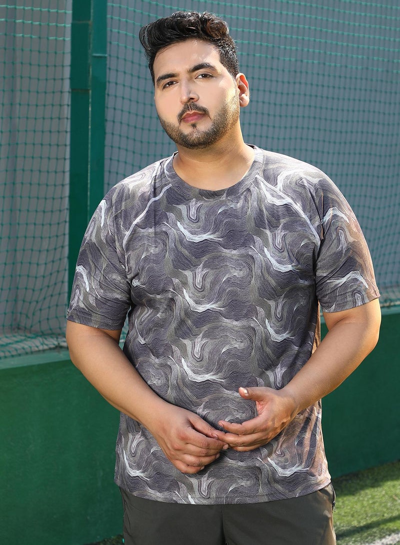 Instafab Plus Men's Charcoal Black Flow-Lined Activewear T-Shirt - Image 2