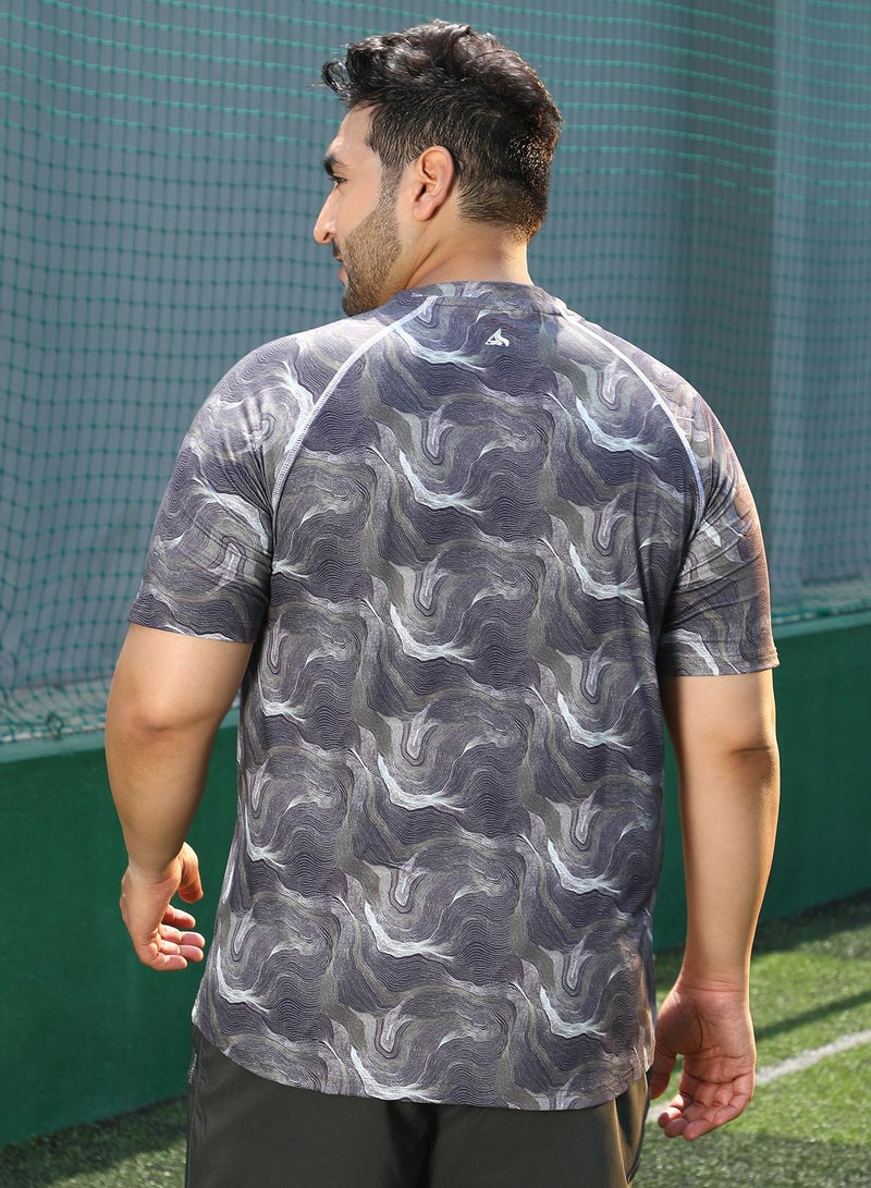 Instafab Plus Men's Charcoal Black Flow-Lined Activewear T-Shirt - Image 5