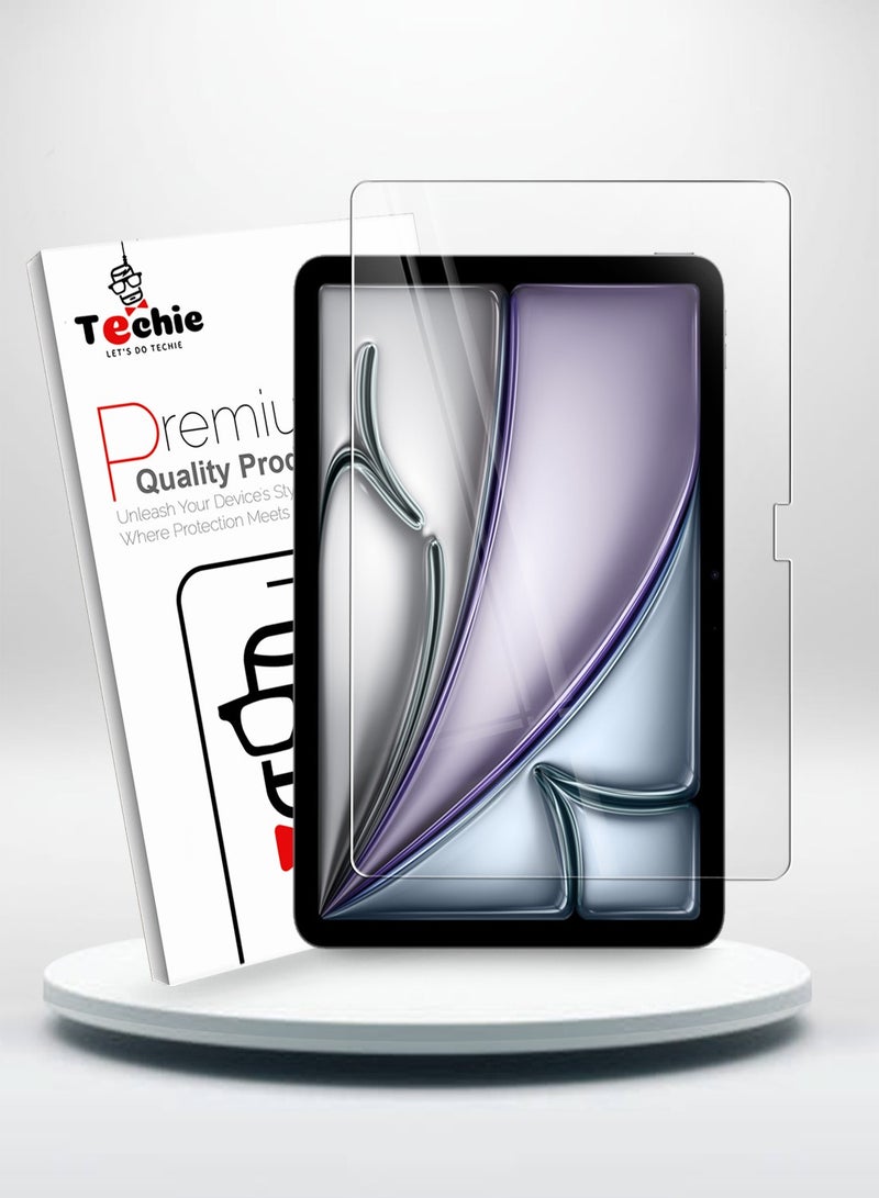 Techie HD Tempered Glass Screen Protector for Apple iPad Air 11 Inch (M3) 2025 / (M2) 2024 - Anti Reflection Anti Bubbles 9H Hardness 0.33 mm Rounded Edges Easy Installation - Image 1