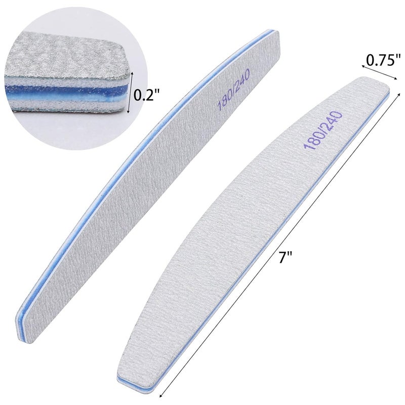 BTYMS 100 Pieces 180/240 Grit Nail Files for Natural Nails, Nail Buffers Double Sided Emery Boards - Image 2