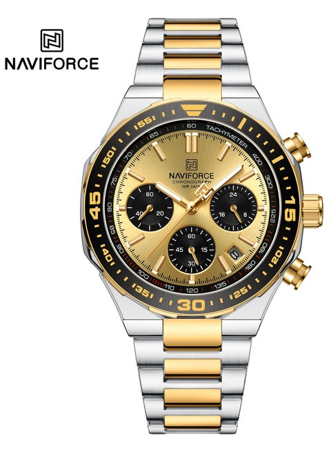 Luxury Stainless Steel Chronograph Watch for Men with Multifunctional Dial and Water Resistant Design