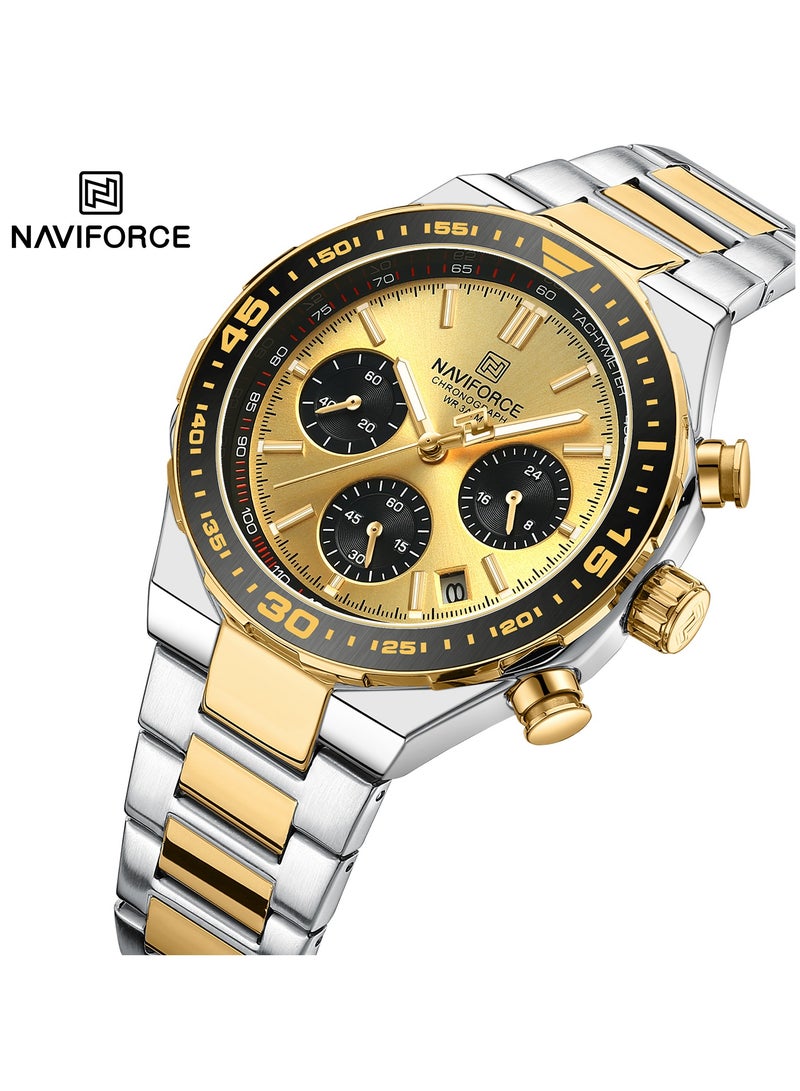 Luxury Stainless Steel Chronograph Watch for Men with Multifunctional Dial and Water Resistant Design
