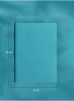 JSDUN A4 Notebook,Hardcover Compact Straight Grain Imitation Leather Simple Notepad,Class Notes Business Office Notebook,200 Pages Blue  - Image 2