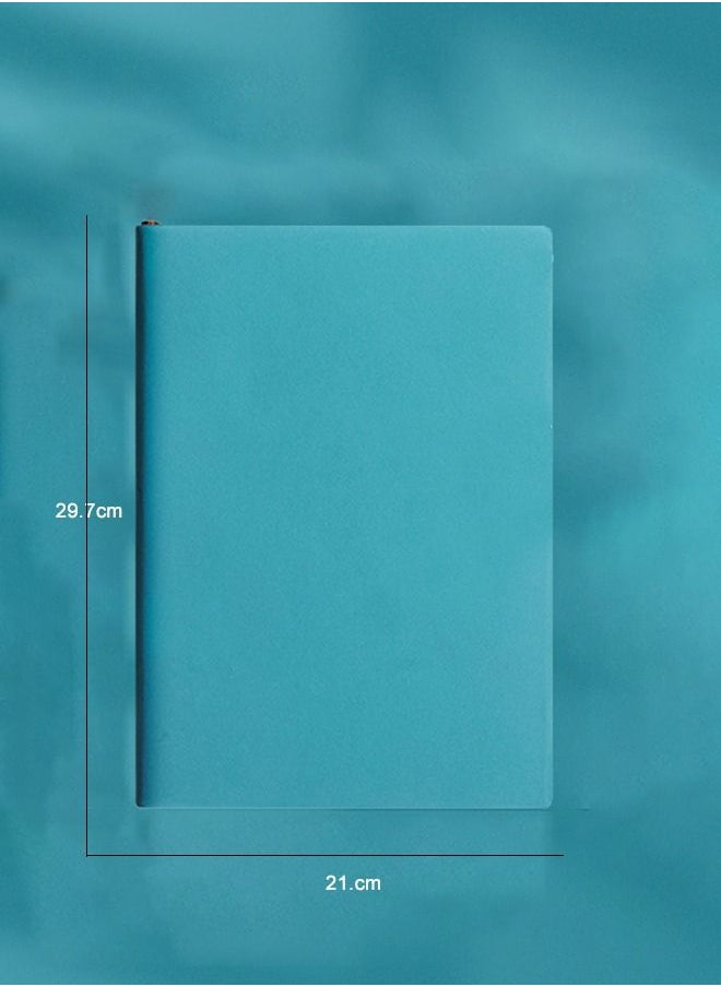 JSDUN - A4 Notebook,Hardcover Compact Straight Grain Imitation Leather Simple Notepad,Class Notes Business Office Notebook,200 Pages Blue - Image 1