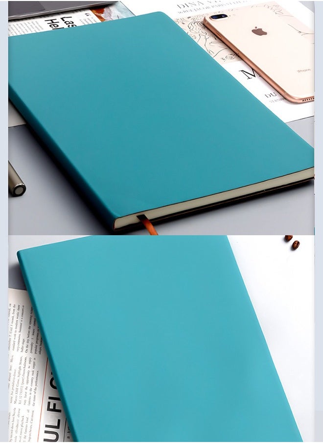 JSDUN - A4 Notebook,Hardcover Compact Straight Grain Imitation Leather Simple Notepad,Class Notes Business Office Notebook,200 Pages Blue - Image 1