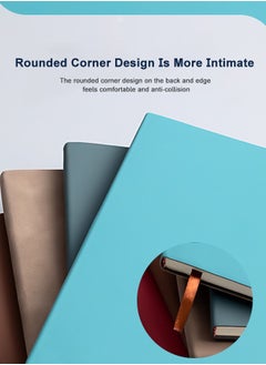 JSDUN A4 Notebook,Hardcover Compact Straight Grain Imitation Leather Simple Notepad,Class Notes Business Office Notebook,200 Pages Blue  - Image 4