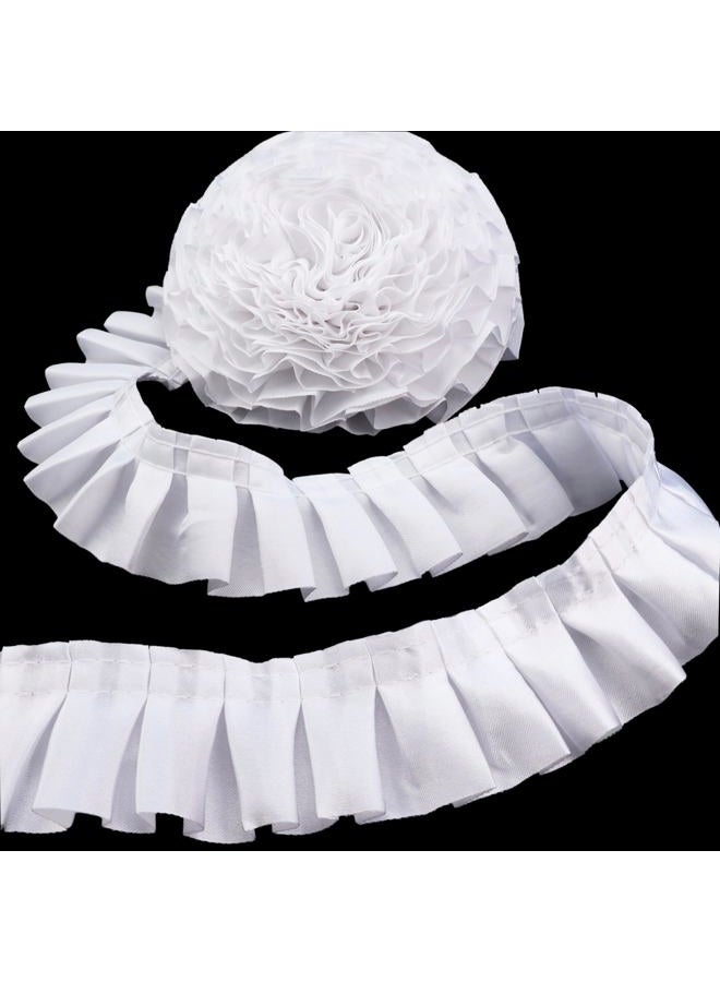 AIETSYEI White Ruffle Pleated Lace Trim Satin Ribbon Gather Ruffle Edge for Applique Sewing Crafts, Home Decoration - Image 1