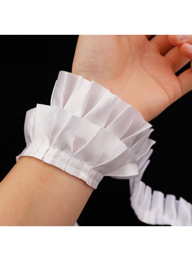 AIETSYEI White Ruffle Pleated Lace Trim Satin Ribbon Gather Ruffle Edge for Applique Sewing Crafts, Home Decoration - Image 5