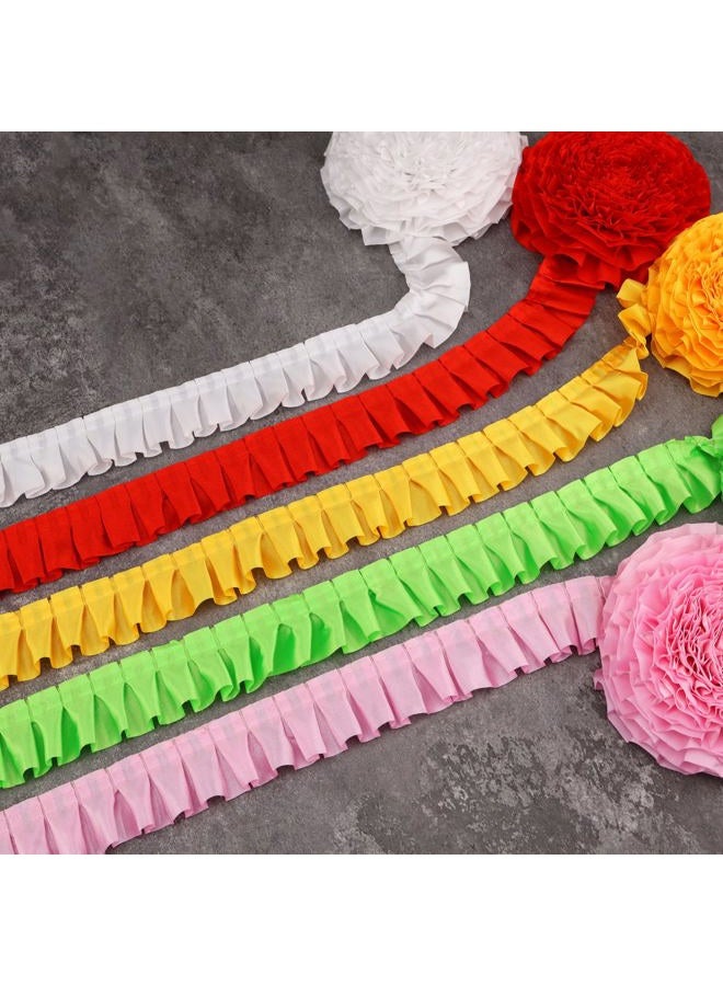 AIETSYEI White Ruffle Pleated Lace Trim Satin Ribbon Gather Ruffle Edge for Applique Sewing Crafts, Home Decoration - Image 3