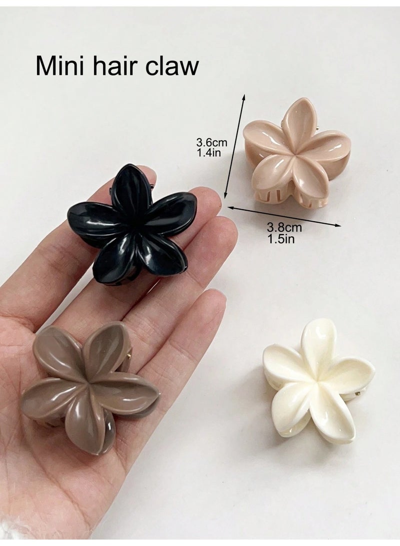 مشابك شعر 4 قطع بتصميم زهور أنيق بألوان متعددة لتزيين وتثبيت الشعر - Image 3