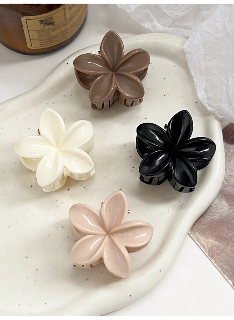 مشابك شعر 4 قطع بتصميم زهور أنيق بألوان متعددة لتزيين وتثبيت الشعر - Image 4