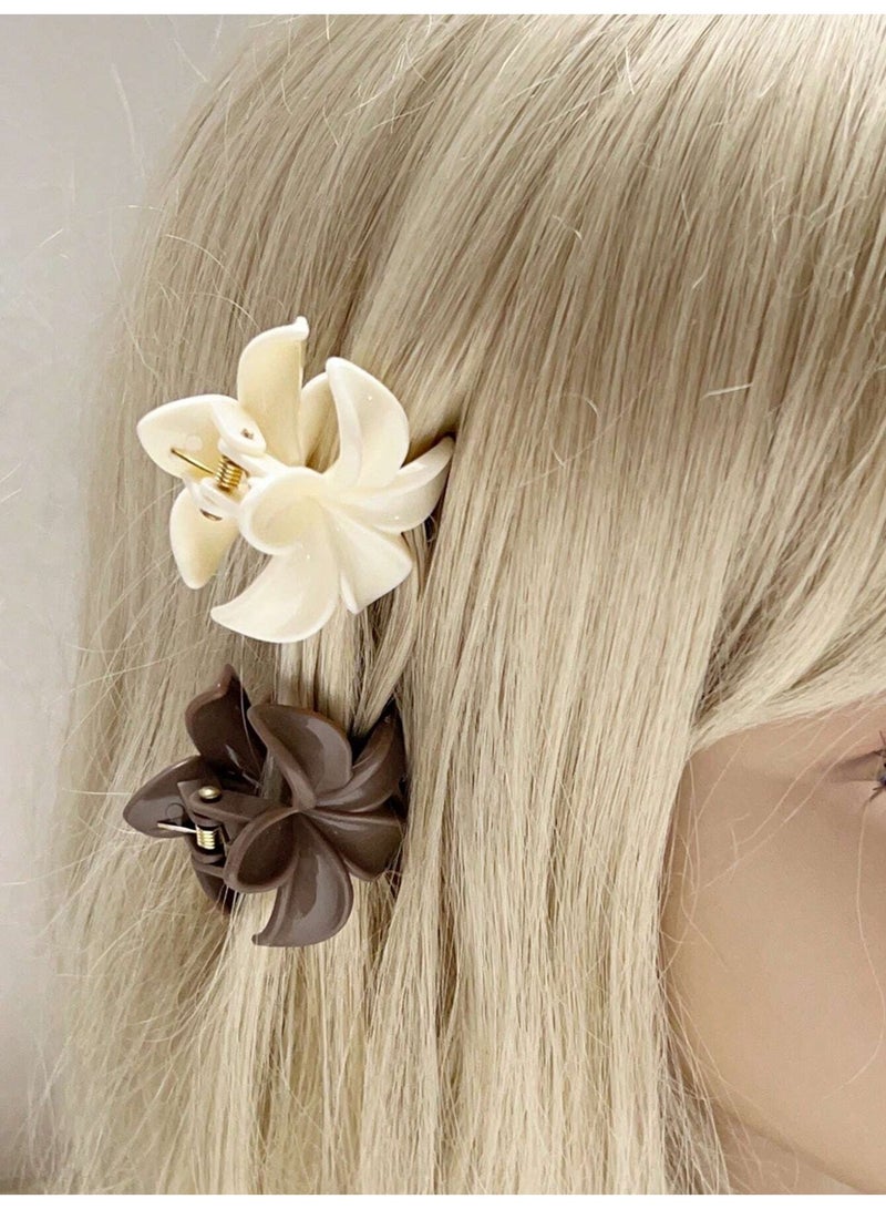 مشابك شعر 4 قطع بتصميم زهور أنيق بألوان متعددة لتزيين وتثبيت الشعر - Image 2