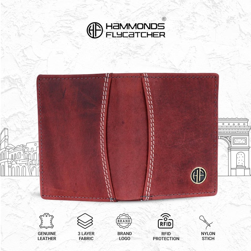 HAMMONDS FLYCATCHER Genuine Leather Credit Card Holder Wallet for Man & Women, Currency Slot, RFID Protected ATM Card Wallet for Men, 6 Slots, Gift for Men, Father, Husband, Boyfriend, Vintage Red - Image 4