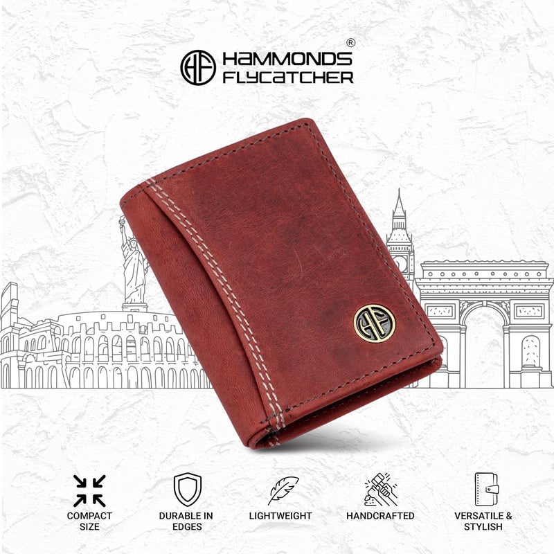 HAMMONDS FLYCATCHER Genuine Leather Credit Card Holder Wallet for Man & Women, Currency Slot, RFID Protected ATM Card Wallet for Men, 6 Slots, Gift for Men, Father, Husband, Boyfriend, Vintage Red - Image 3