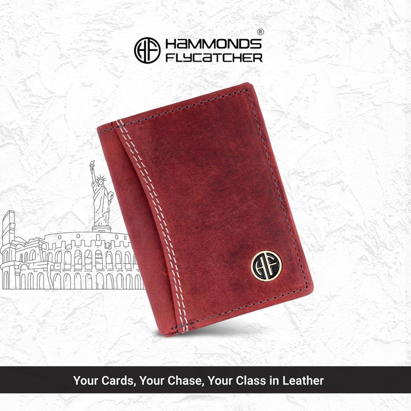 HAMMONDS FLYCATCHER Genuine Leather Credit Card Holder Wallet for Man & Women, Currency Slot, RFID Protected ATM Card Wallet for Men, 6 Slots, Gift for Men, Father, Husband, Boyfriend, Vintage Red - Image 2
