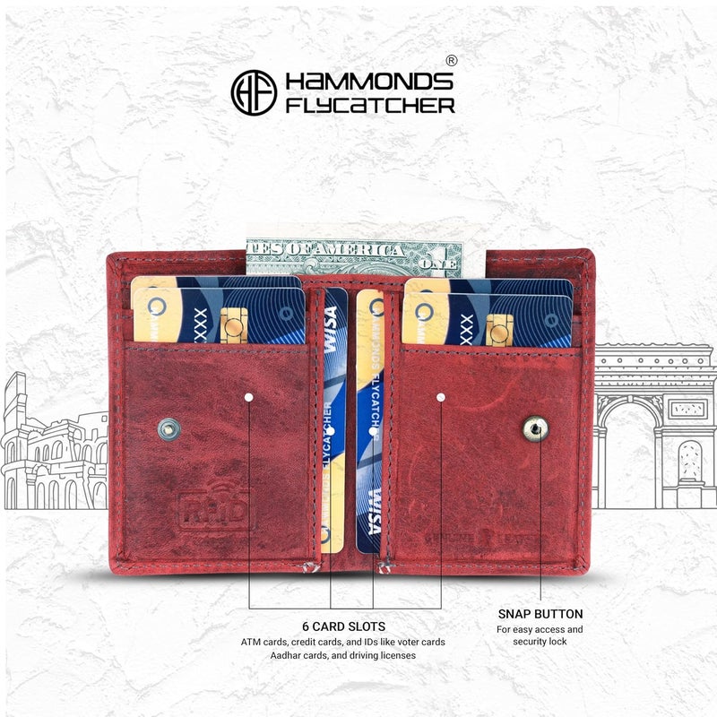 HAMMONDS FLYCATCHER Genuine Leather Credit Card Holder Wallet for Man & Women, Currency Slot, RFID Protected ATM Card Wallet for Men, 6 Slots, Gift for Men, Father, Husband, Boyfriend, Vintage Red - Image 5