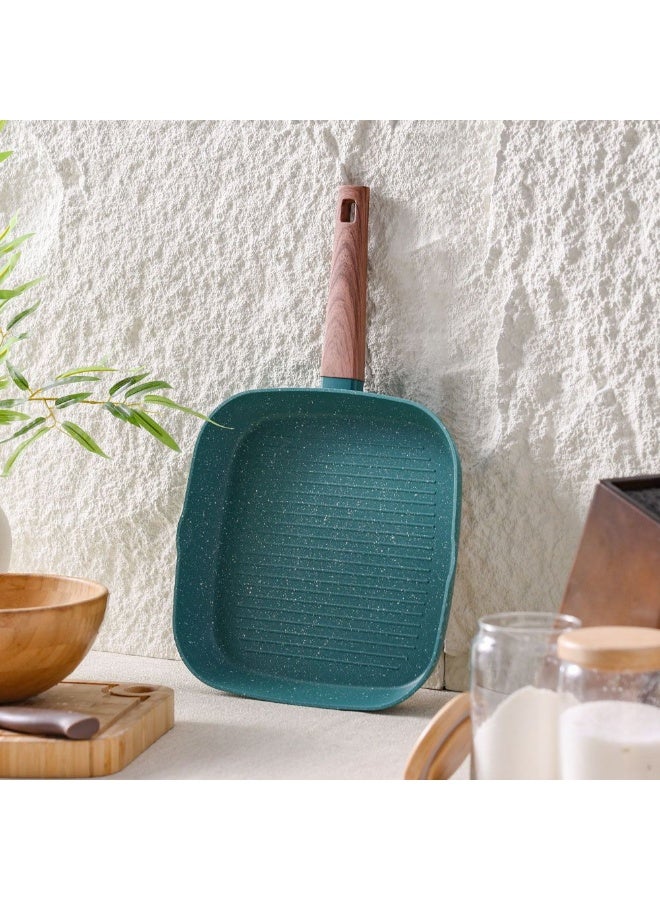 DANUBE HOME Chef's Delight Florin Grill Pan with Marble Coating – Non-Stick PFOA-Free Cookware for Healthy Grilling – Induction & Gas Stove Compatible Kitchen Pan 28x4.5cm - Green  - Image 5
