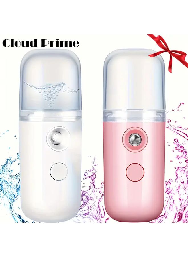 مرشة محمولة قابلة للشحن عبر USB 30 مل وردي أبيض بطارية طويلة الأمد مناسبة للسفر - Image 2