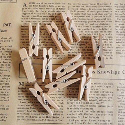 جيجاكرافت jijacraft 100pcs clockespins مع حبال السلسلة 1.4 بوصة دبابيس ملابس خشبية شاقة مع 328 قدم جوت خيوط مصغرة مقاطع صورة للتعليق صور الملابس الفنون الحرف اليدوية في الهواء الطلق والداخلية - Image 4